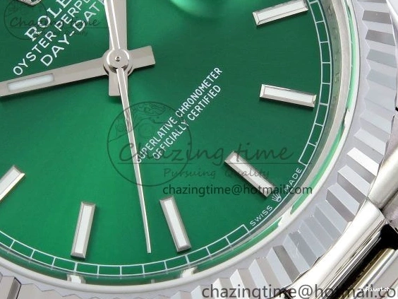 Stick Steel SS 40 Dial (Gain V3 Light JDF Weight) President Green DayDate on VR3255 904L Bracelet 0401